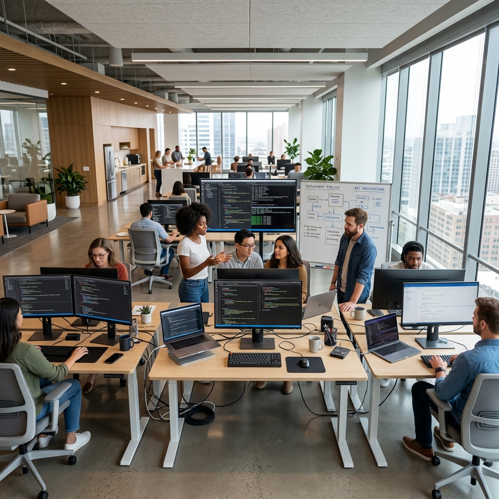 UpNext Software team working in office